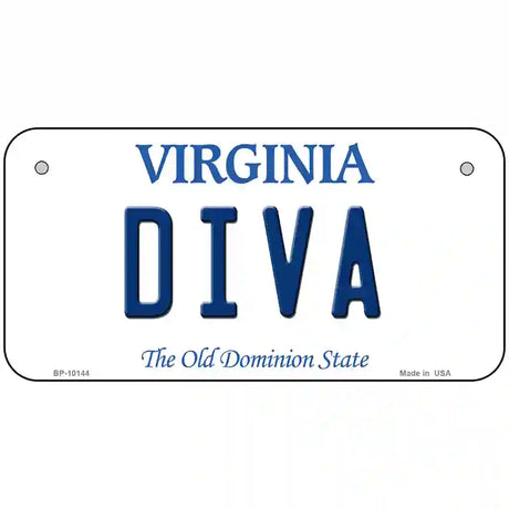 Diva Virginia Metal Novelty License Plate 6" x 3" (BP)