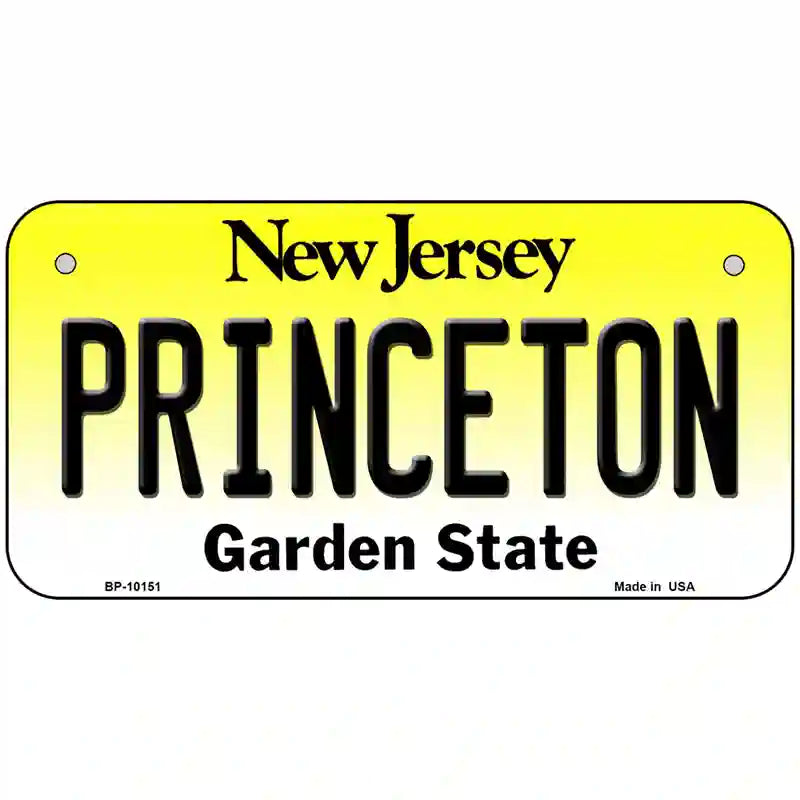 Princeton New Jersey Metal Novelty License Plate 6" x 3" (BP)