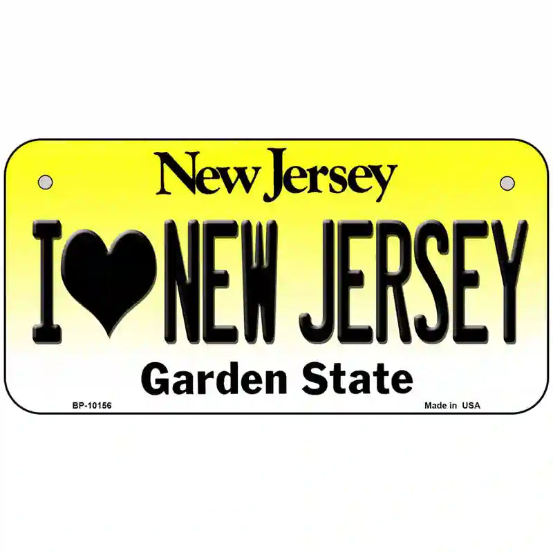 I Love New Jersey Metal Novelty License Plate 6" x 3" (BP)