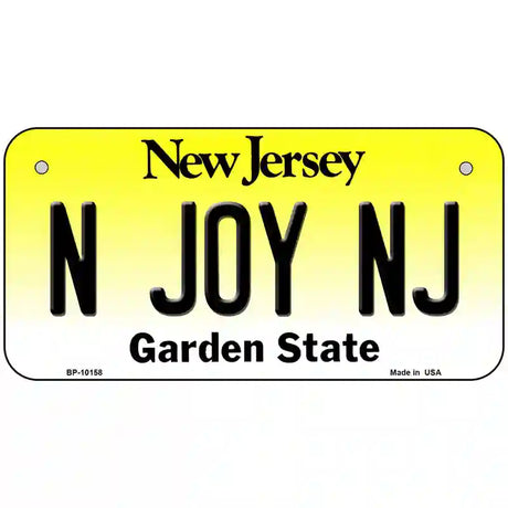 N Joy NJ New Jersey Metal Novelty License Plate 6" x 3" (BP)