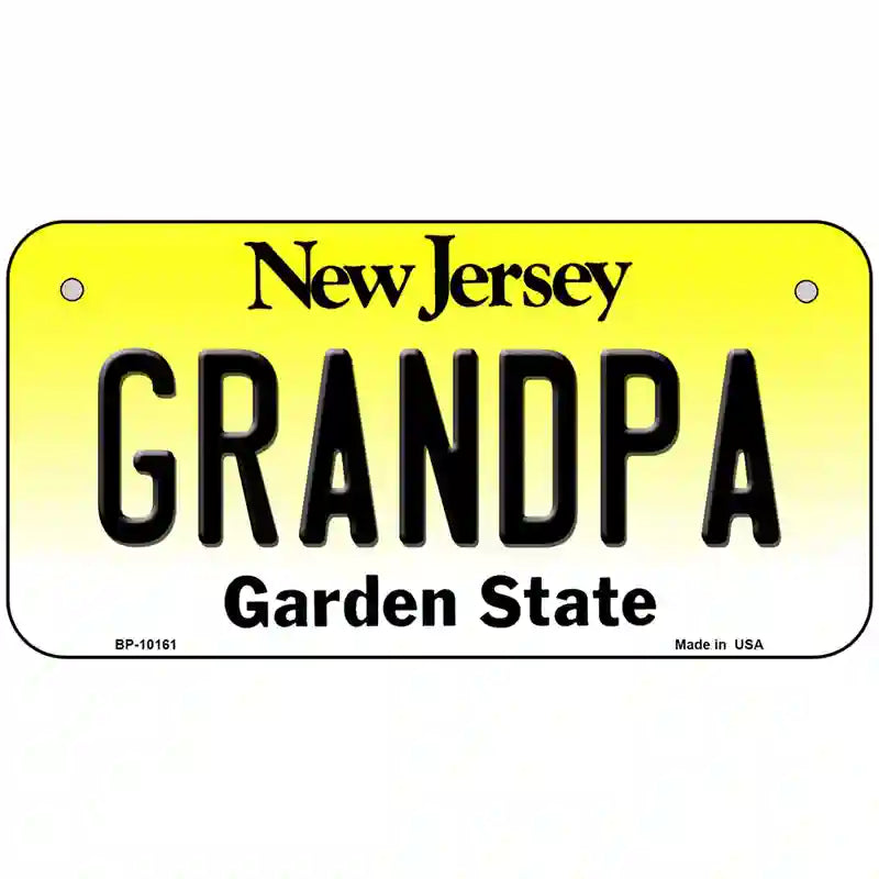 Grandpa New Jersey Metal Novelty License Plate 6" x 3" (BP)