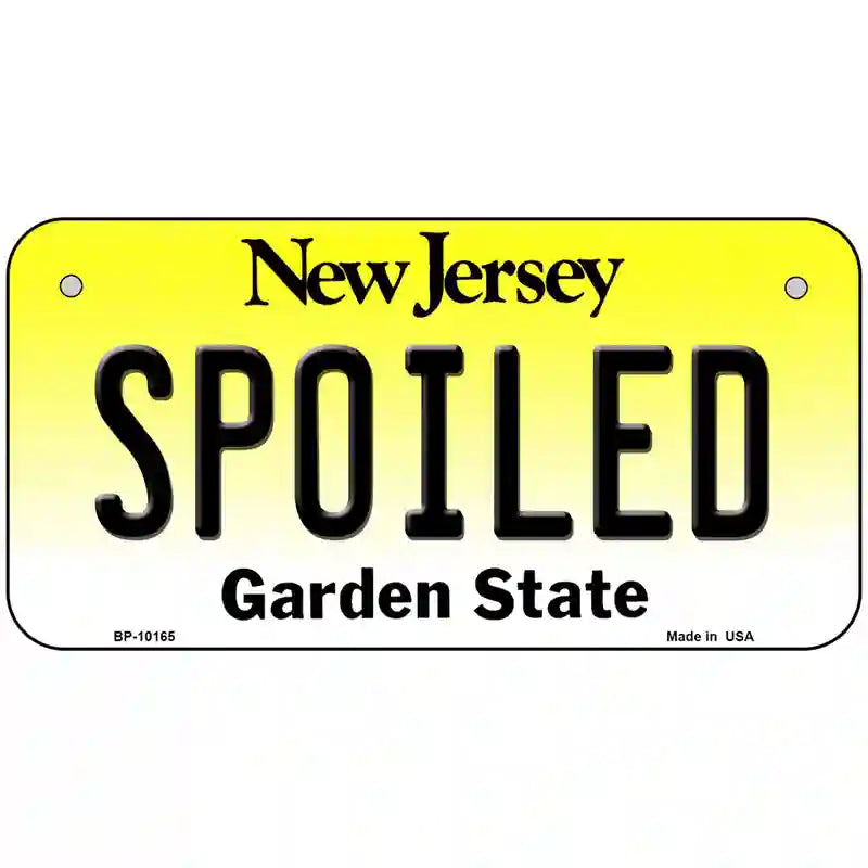 Spoiled New Jersey Metal Novelty License Plate 6" x 3" (BP)