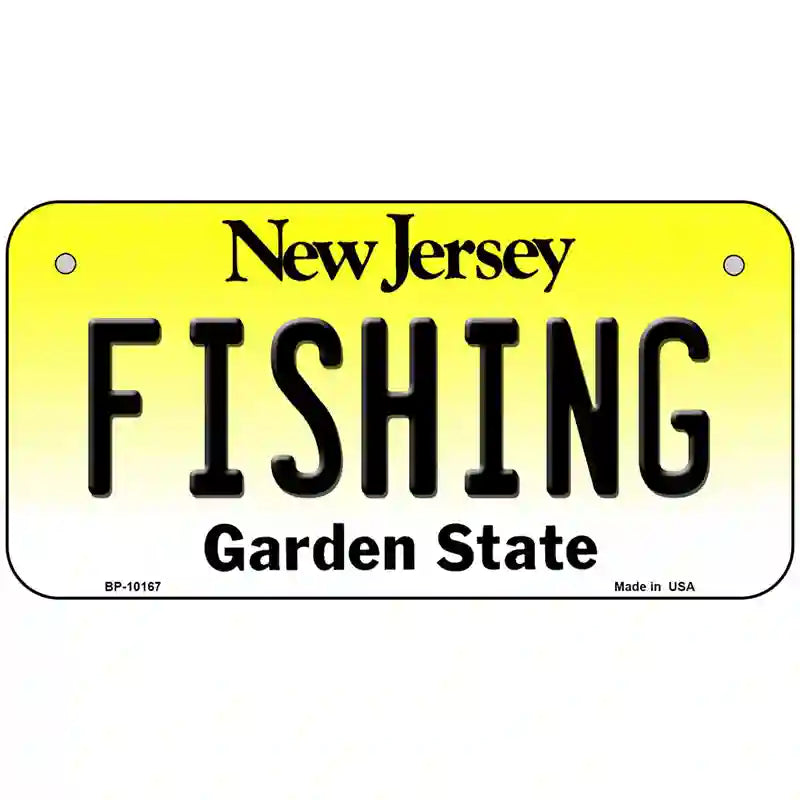 Fishing New Jersey Metal Novelty License Plate 6" x 3" (BP)