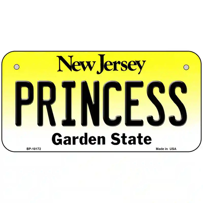 Princess New Jersey Metal Novelty License Plate 6" x 3" (BP)