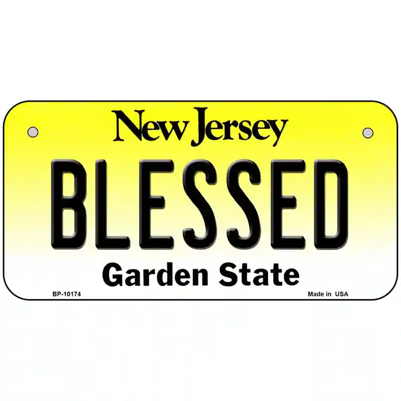 Blessed New Jersey Metal Novelty License Plate 6" x 3" (BP)