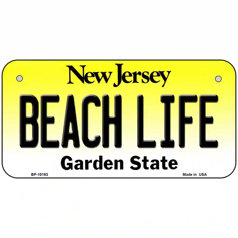 Beach Life New Jersey Metal Novelty License Plate 6" x 3" (BP)