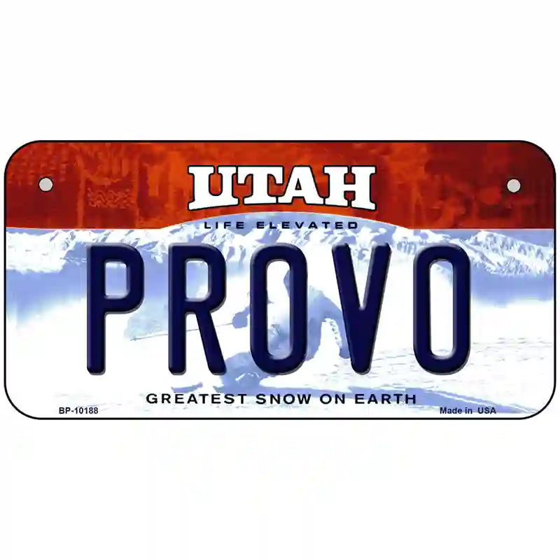 Provo Utah Metal Novelty License Plate 6" x 3" (BP)