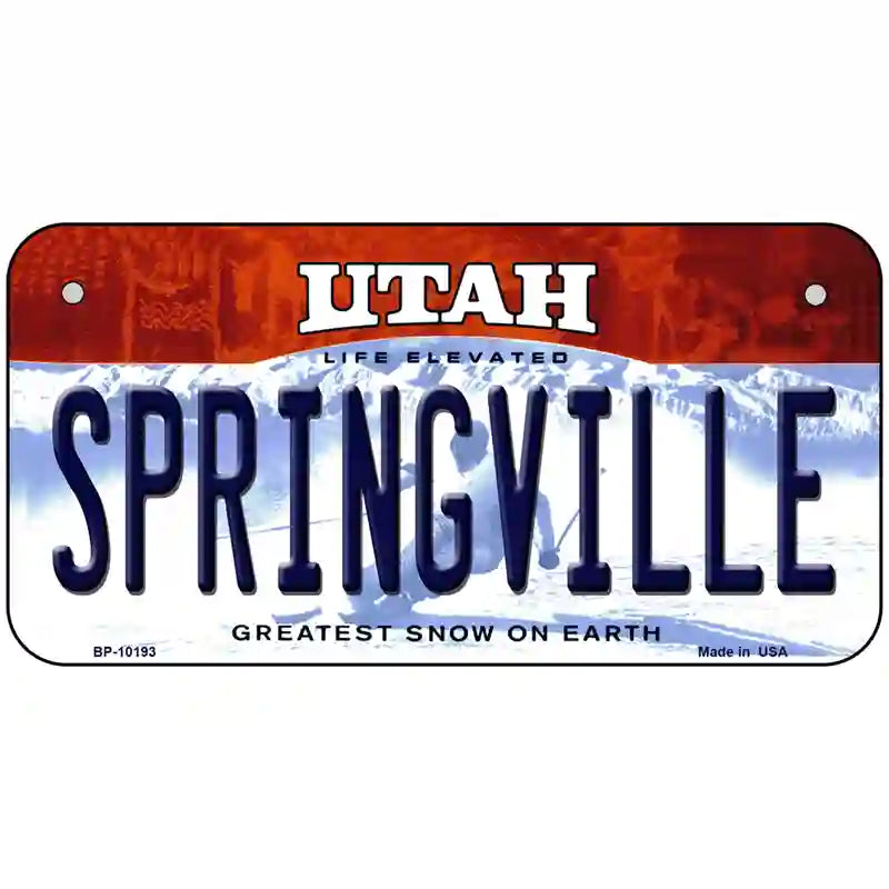 Springville Utah Metal Novelty License Plate 6" x 3" (BP)