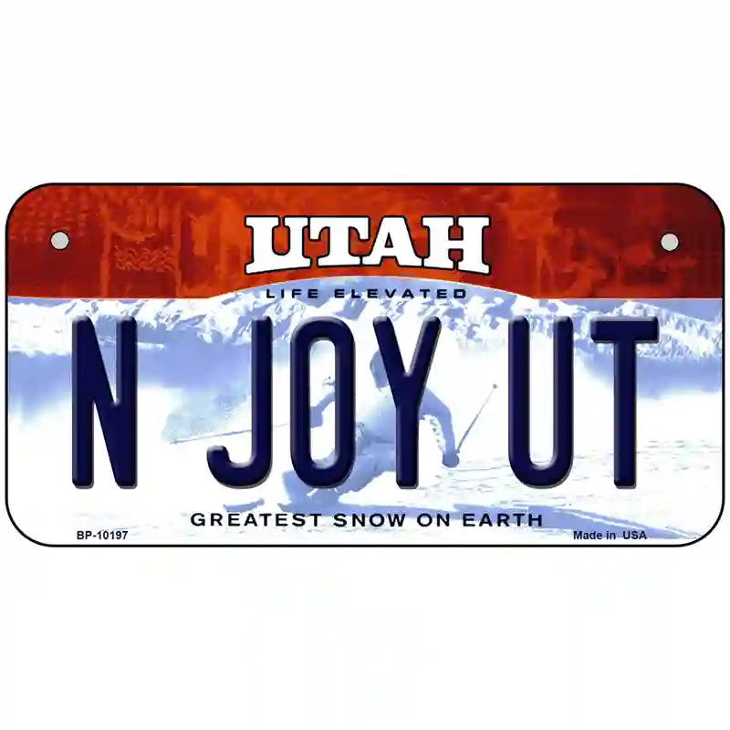 N Joy UT Utah Metal Novelty License Plate 6" x 3" (BP)