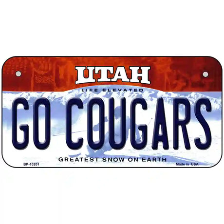 Go Cougars Utah Metal Novelty License Plate 6" x 3" (BP)