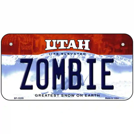 Zombie Utah Metal Novelty License Plate 6" x 3" (BP)