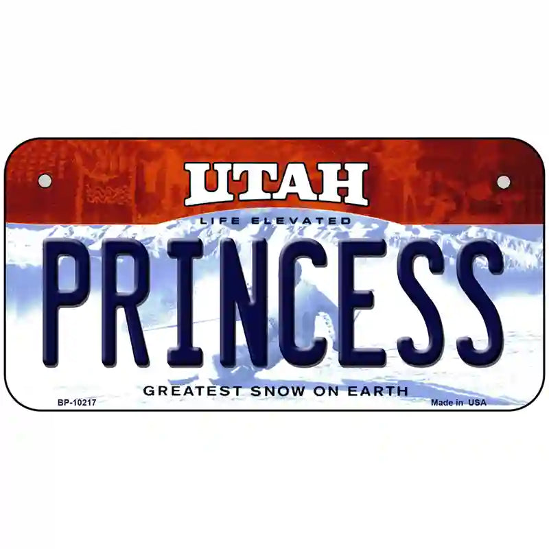 Princess Utah Metal Novelty License Plate 6" x 3" (BP)