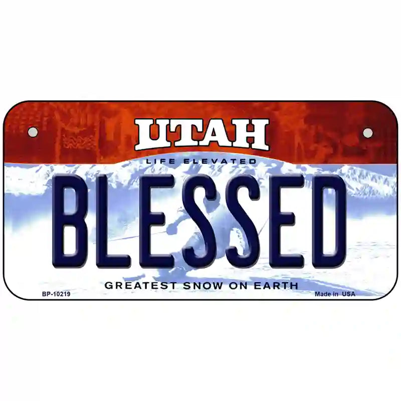 Blessed Utah Metal Novelty License Plate 6" x 3" (BP)