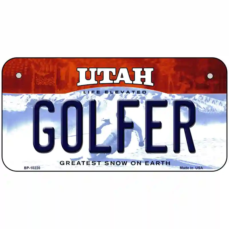 Golfer Utah Metal Novelty License Plate