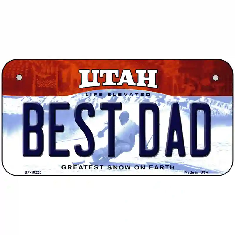 Best Dad Utah Metal Novelty License Plate 6" x 3" (BP)