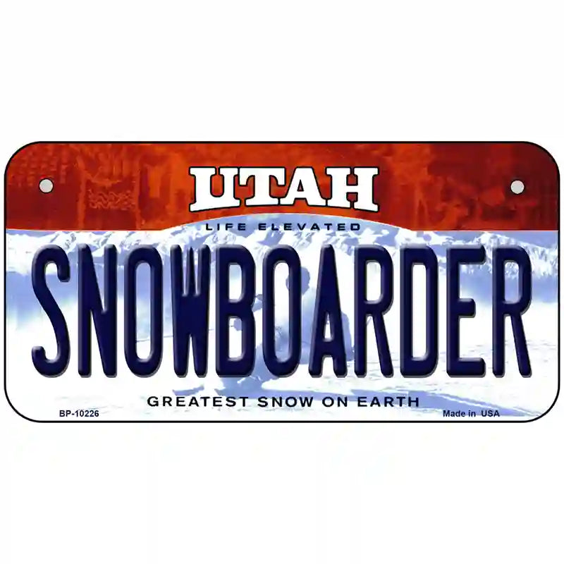 Snowboarder Utah Metal Novelty License Plate 6" x 3" (BP)