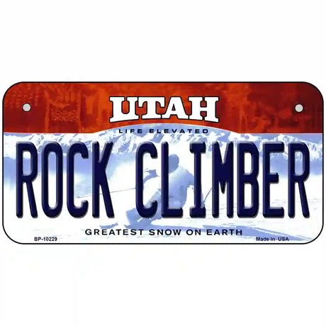 Rock Climber Utah Metal Novelty License Plate 6" x 3" (BP)