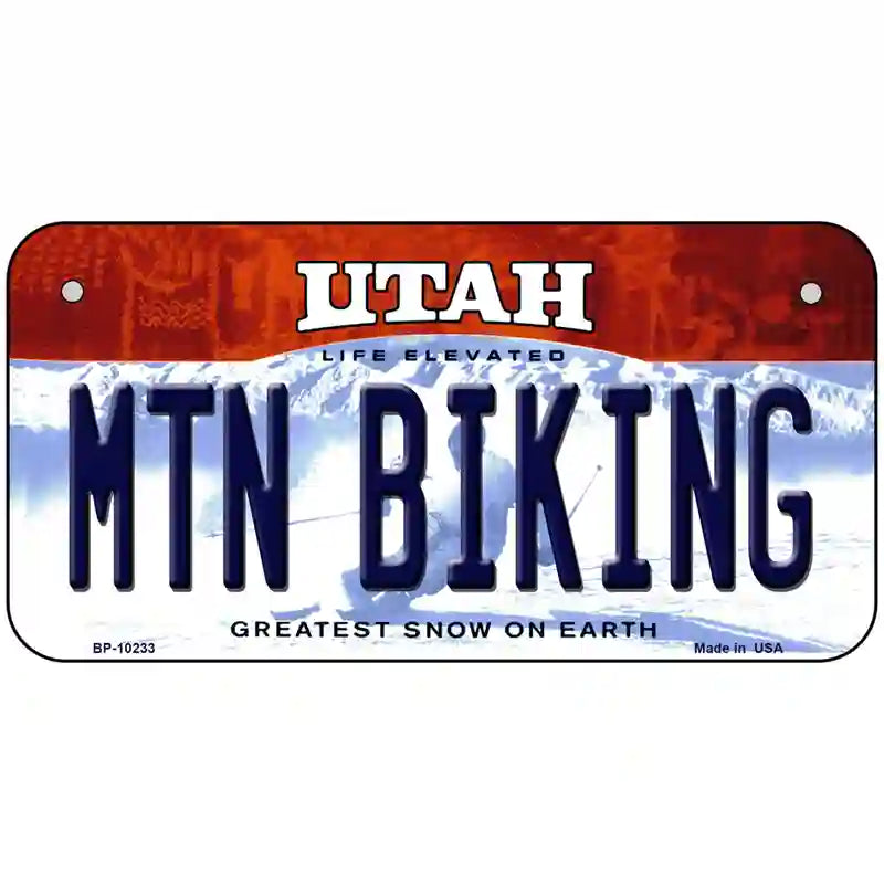 Mtn Biking Utah Metal Novelty License Plate 6" x 3" (BP)