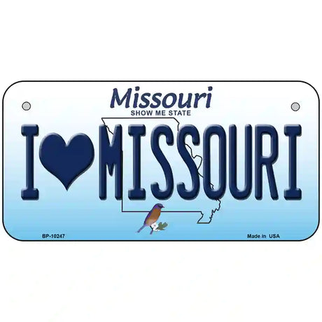 I Love Missouri Metal Novelty License Plate 6" x 3" (BP)