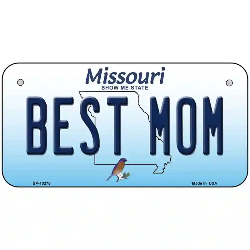 Best Mom Missouri Metal Novelty License Plate 6" x 3" (BP)