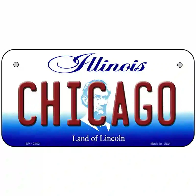 Chicago Illinois Metal Novelty License Plate 6" x 3" (BP)