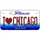 I Love Chicago Illinois Metal Novelty License Plate 6" x 3" (BP)