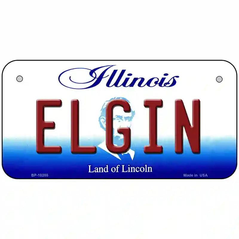 Elgin Illinois Metal Novelty License Plate 6" x 3" (BP)