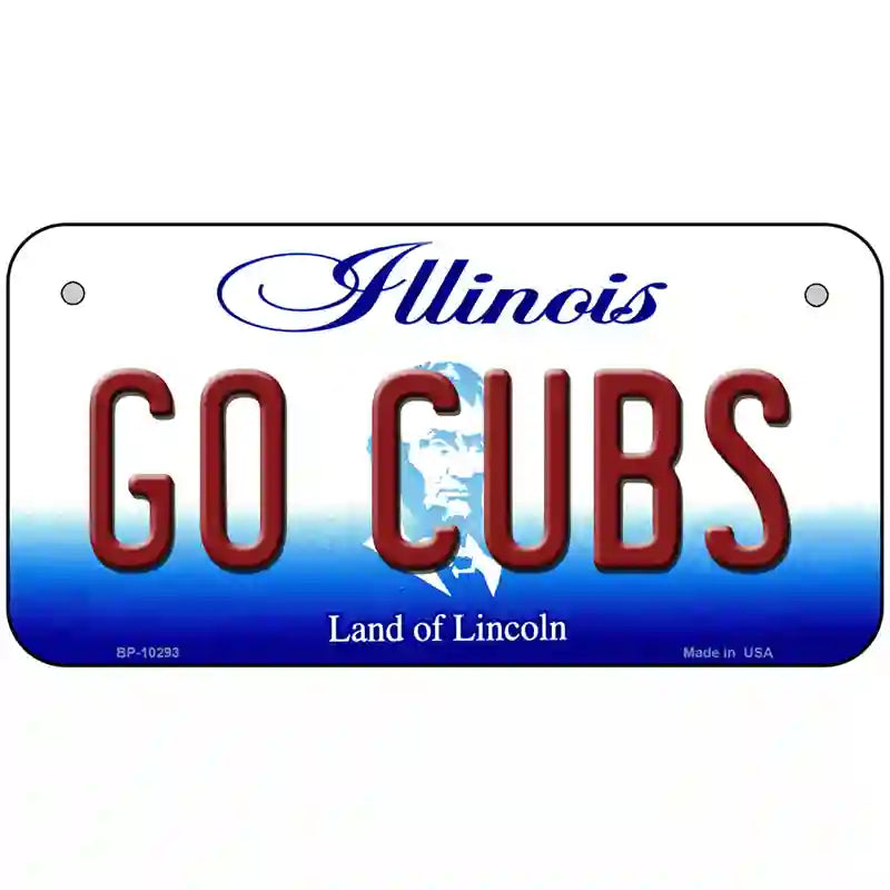 Go Cubs Illinois Metal Novelty License Plate 6" x 3" (BP)