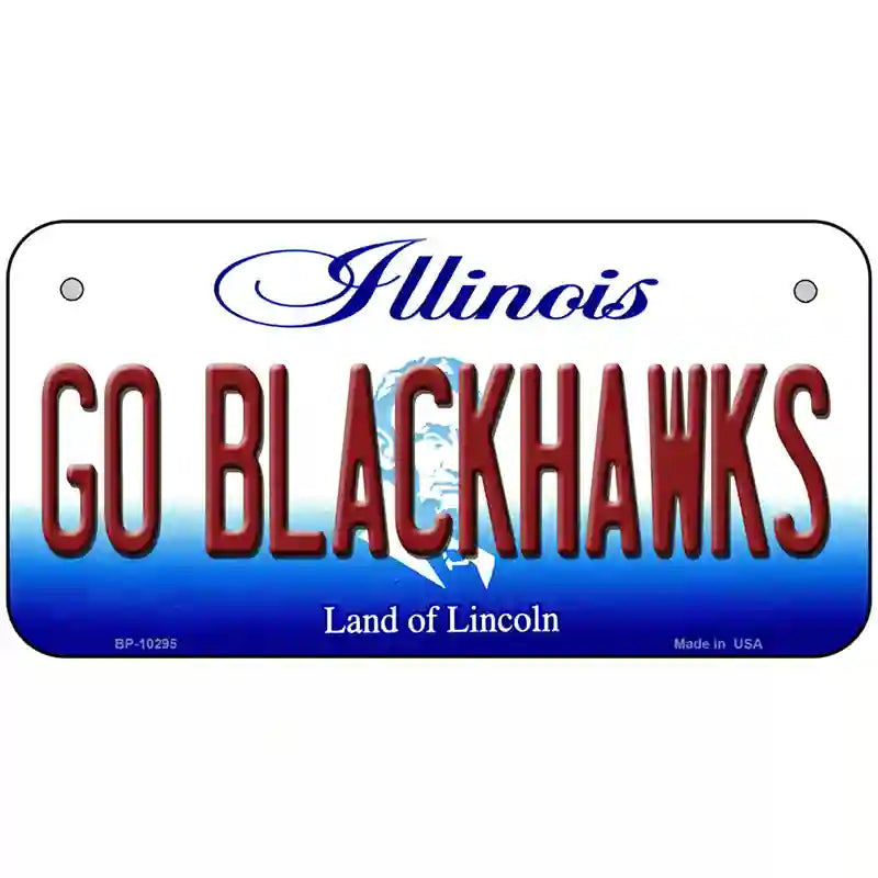 Go Blackhawks Illinois Metal Novelty License Plate 6" x 3" (BP)