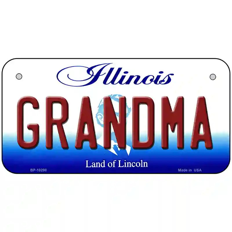 Grandma Illinois Metal Novelty License Plate 6" x 3" (BP)