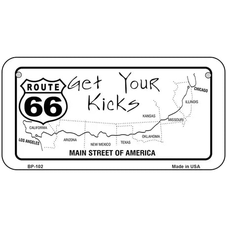 US Route 66 Map Novelty Metal License Plate 6" x 3" (BP)