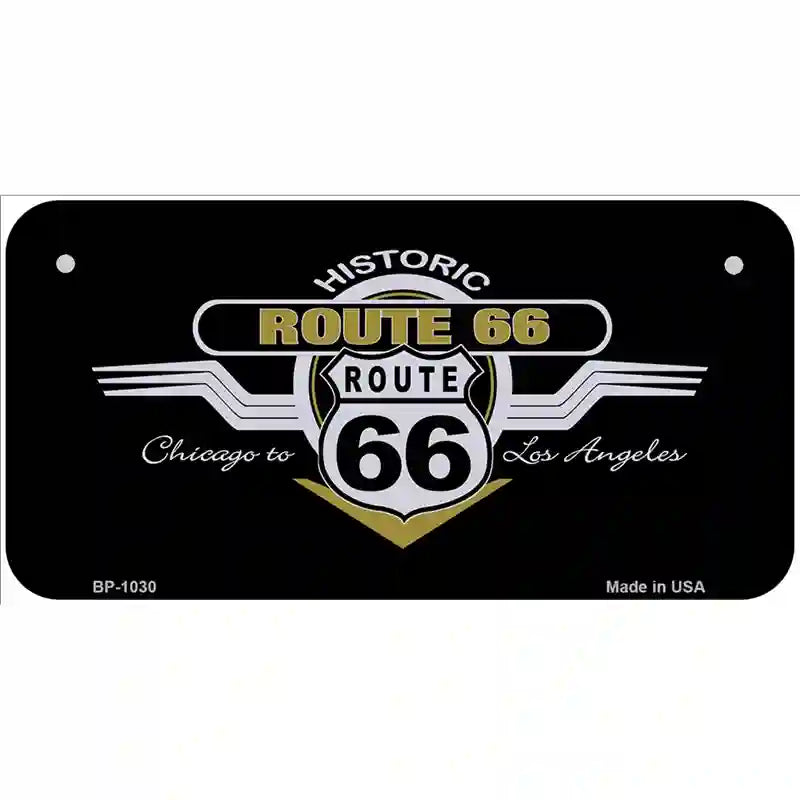 Route 66 Shield Wings Novelty Metal License Plate 6" x 3" (BP)