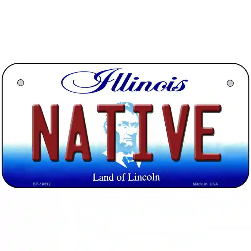 Native Illinois Metal Novelty License Plate 6" x 3" (BP)