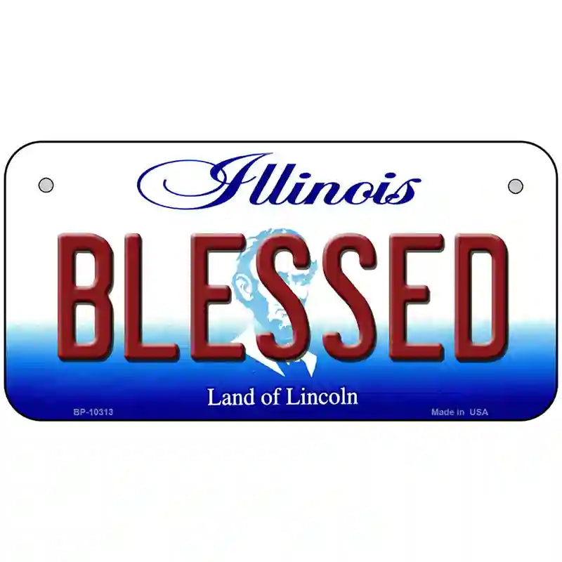 Blessed Illinois Metal Novelty License Plate 6" x 3" (BP)