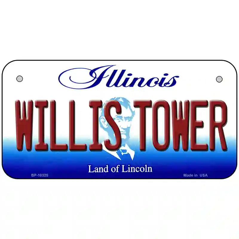 Willis Tower Illinois Metal Novelty License Plate 6" x 3" (BP)