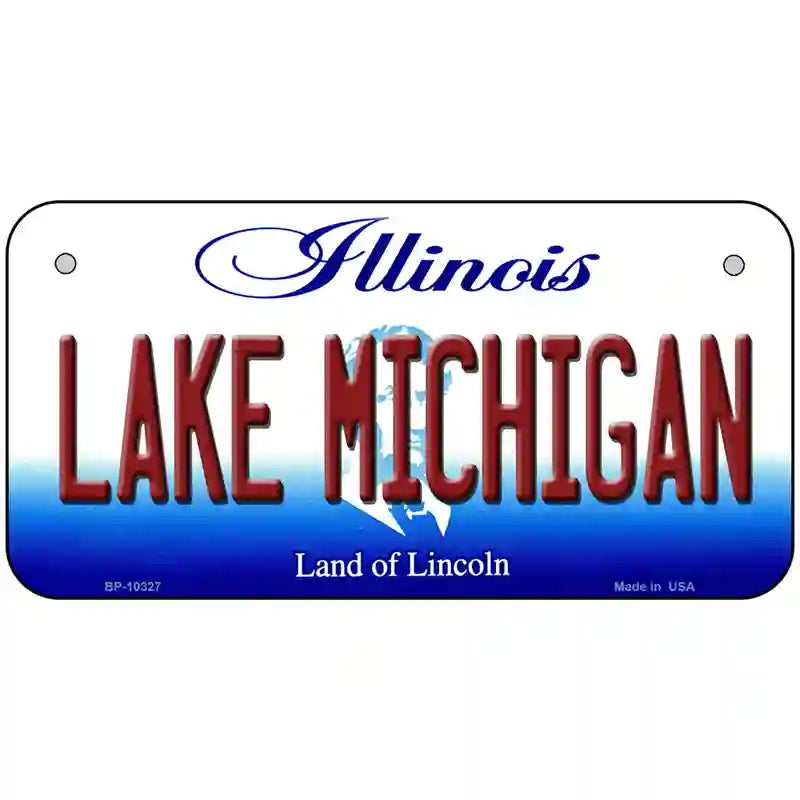 Lake Michigan Illinois Metal Novelty License Plate 6" x 3" (BP)