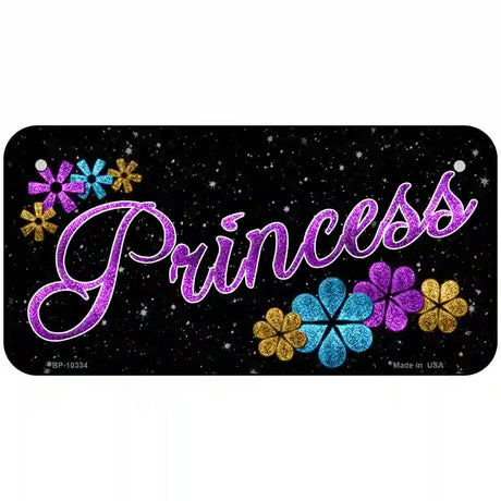 Princess Glitter Metal Novelty License Plate 6" x 3" (BP)