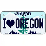 I Love Oregon Metal Novelty License Plate 6" x 3" (BP)