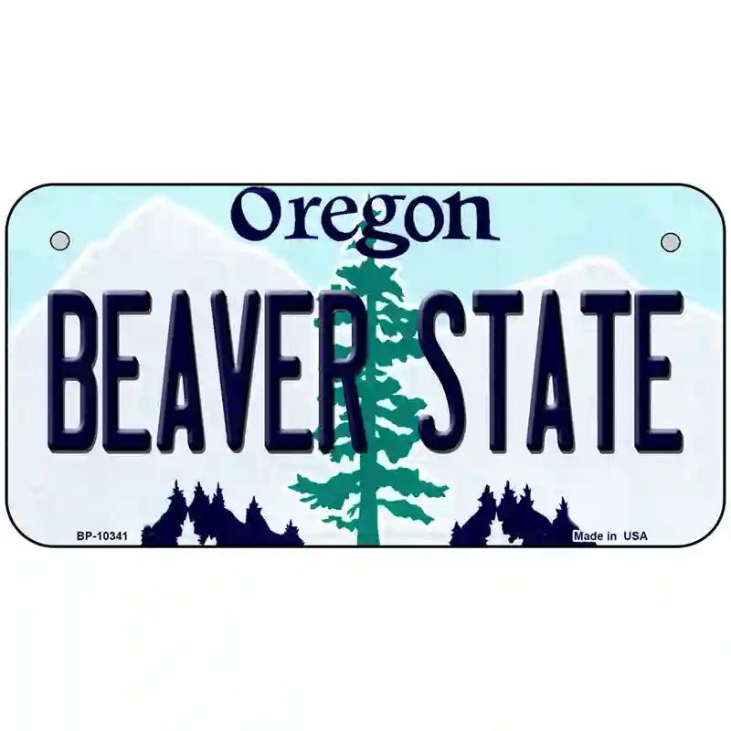 Beaver State Oregon Metal Novelty License Plate 6" x 3" (BP)