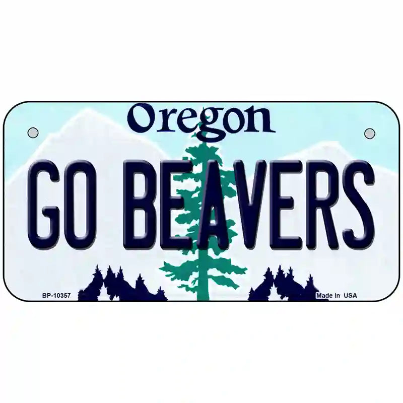 Go Beavers Oregon Metal Novelty License Plate 6" x 3" (BP)