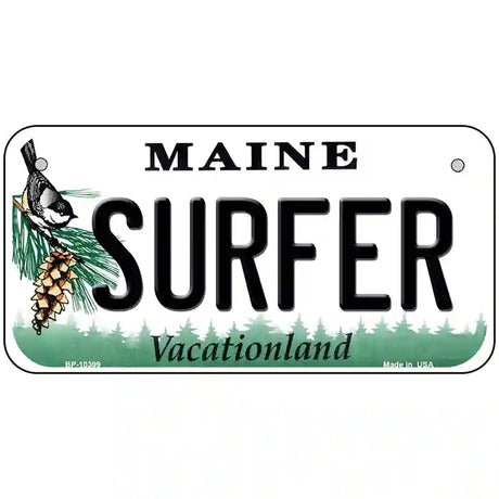 Surfer Maine Metal Novelty License Plate 6" x 3" (BP)