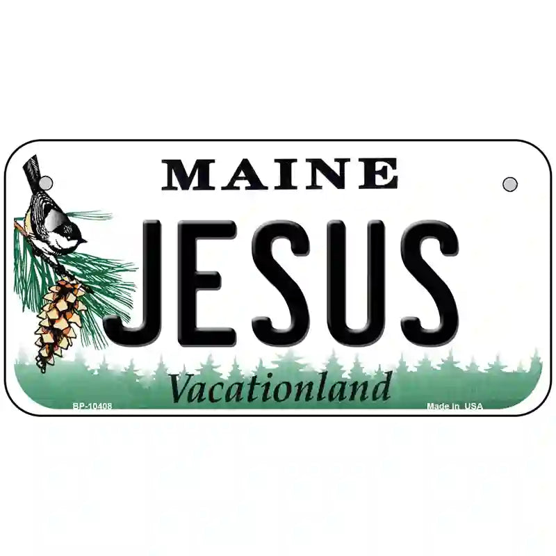 Jesus Maine Metal Novelty License Plate 6" x 3" (BP)