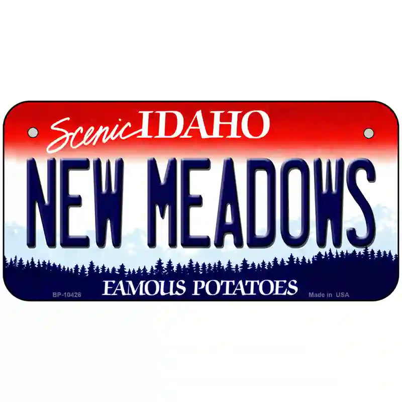 New Meadows Idaho Metal Novelty License Plate 6" x 3" (BP)