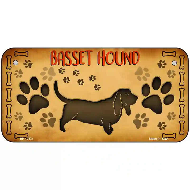 Basset Hound Novelty Metal License Plate 6" x 3" (BP)