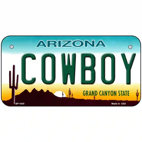 Cowboy Arizona Novelty Metal License Plate 6" x 3" (BP)