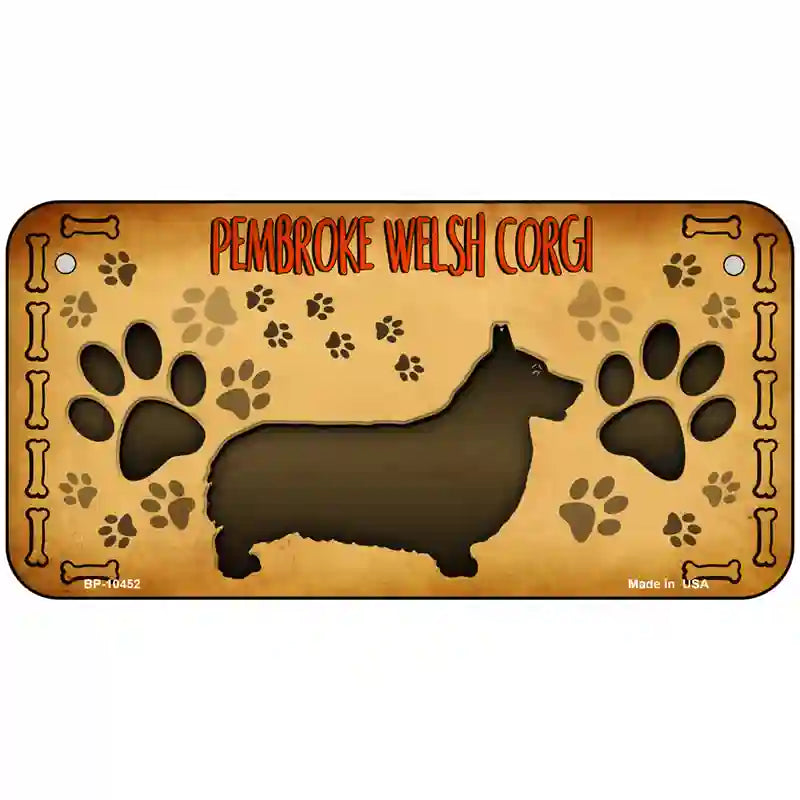 Pembroke Welsh Corgi Novelty Metal License Plate 6" x 3" (BP)