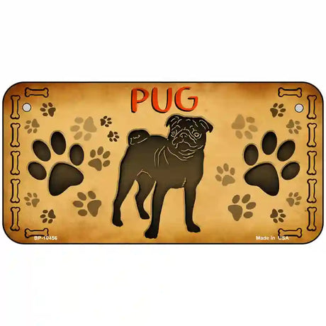 Pug Novelty Metal License Plate 6" x 3" (BP)