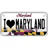 I Love Maryland Metal Novelty License Plate 6" x 3" (BP)