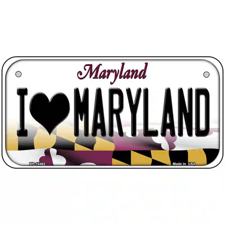 I Love Maryland Metal Novelty License Plate 6" x 3" (BP)