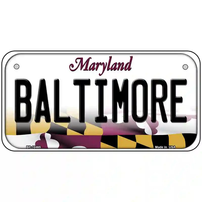 Baltimore Maryland Metal Novelty License Plate 6" x 3" (BP)